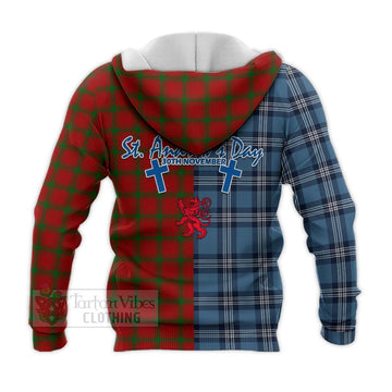 MacDonald (McDonald) of Sleat Tartan Knitted Hoodie Happy St. Andrew's Day Half Tartan Style - Tartan Vibes Clothing