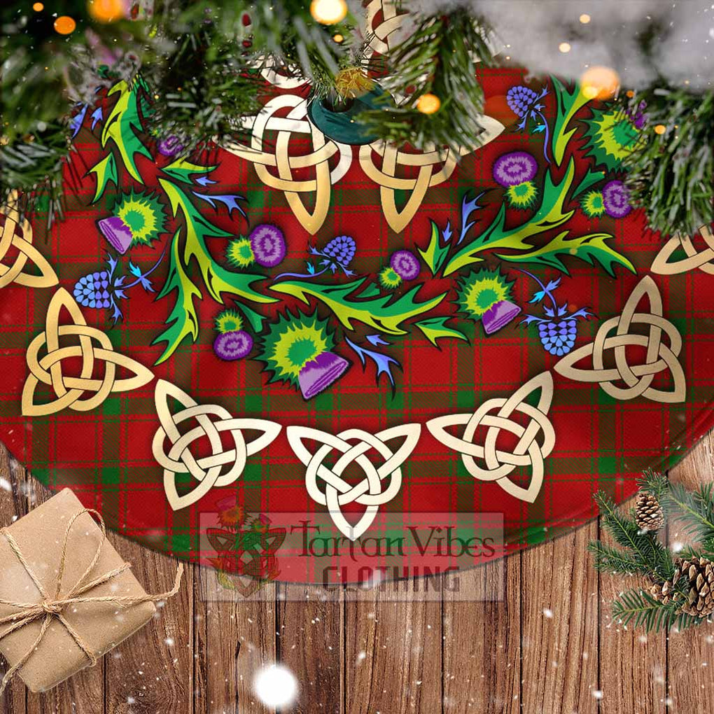 Tartan Vibes Clothing MacDonald (McDonald) of Sleat Tartan Christmas Tree Skirt with Thistle Celtic Knot Style
