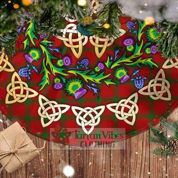 Tartan Vibes Clothing MacDonald (McDonald) of Sleat Tartan Christmas Tree Skirt with Thistle Celtic Knot Style