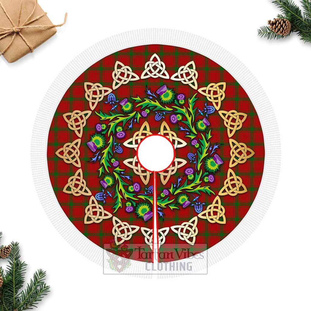 Tartan Vibes Clothing MacDonald (McDonald) of Sleat Tartan Christmas Tree Skirt with Thistle Celtic Knot Style
