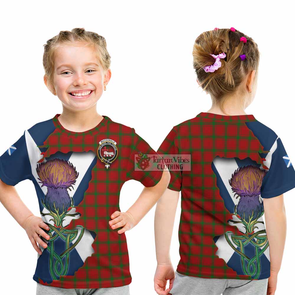 Tartan Vibes Clothing MacDonald (McDonald) of Sleat Tartan Family Crest Kid T-Shirt Scottish Thistle Celtic Inspired