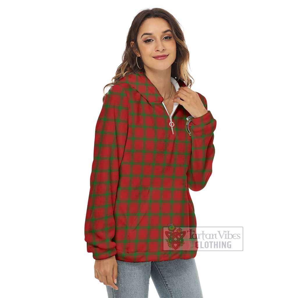 MacDonald (McDonald) of Sleat Tartan Women's Borg Fleece Hoodie with Half Zip with Family Crest - Tartan Vibes Clothing