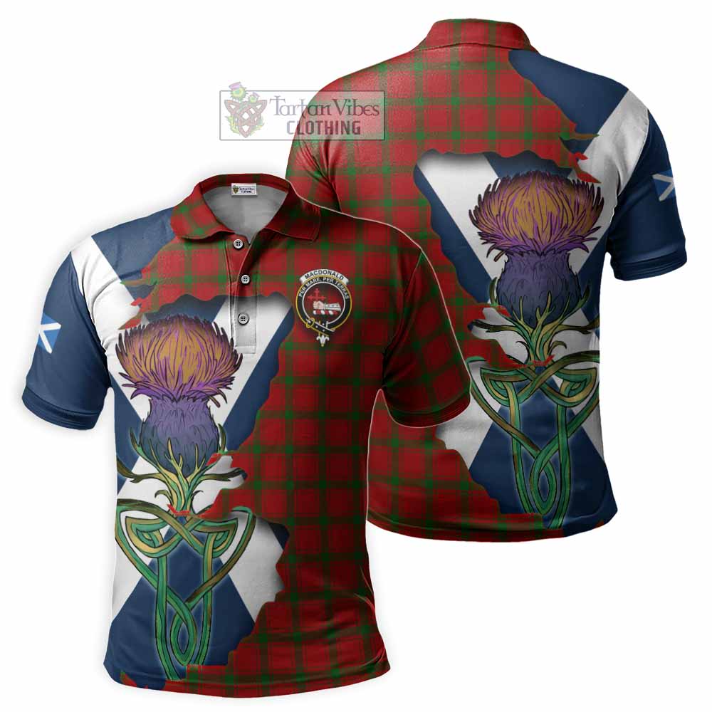 Tartan Vibes Clothing MacDonald (McDonald) of Sleat Tartan Family Crest Polo Shirt Scottish Thistle Celtic Inspired