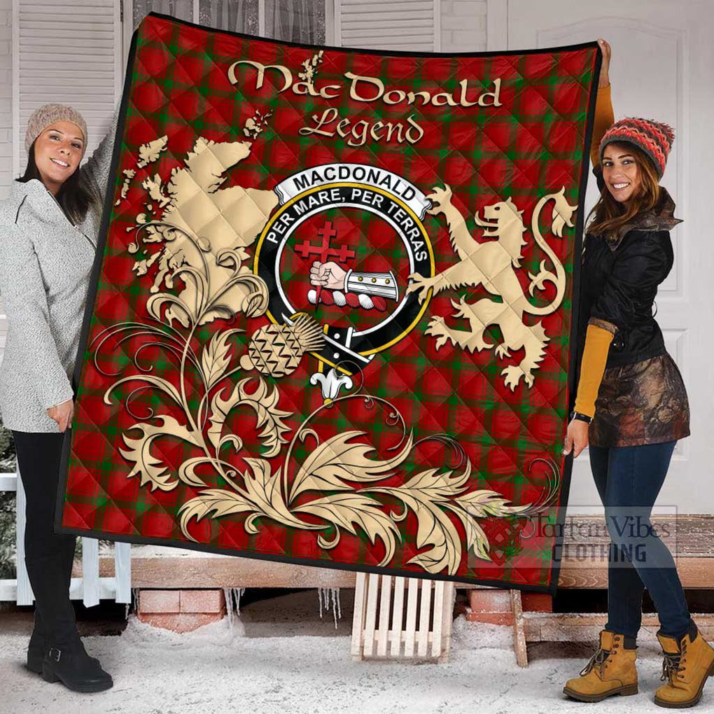 Tartan Vibes Clothing MacDonald (McDonald) of Sleat Tartan Quilt with Family Crest and Scottish Symbol Style