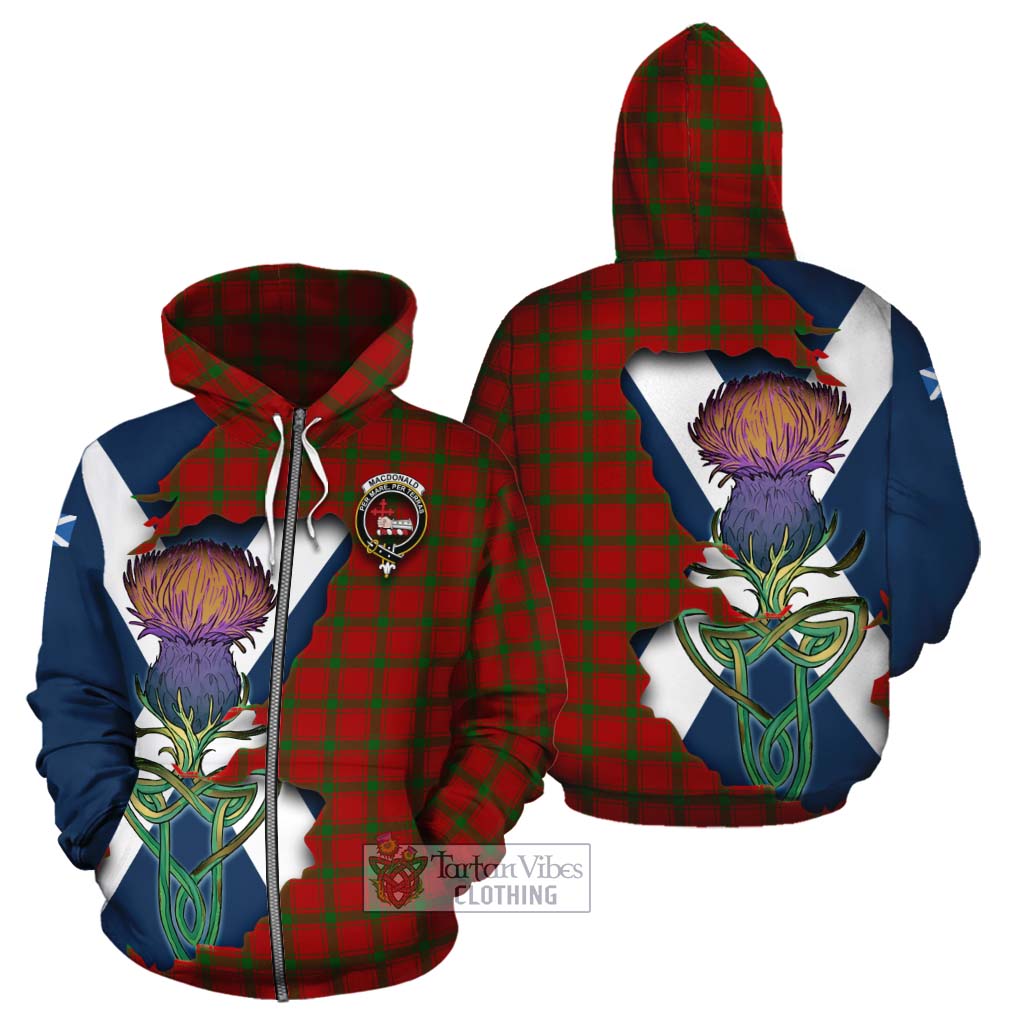 Tartan Vibes Clothing MacDonald (McDonald) of Sleat Tartan Family Crest Cotton Hoodie Scottish Thistle Celtic Inspired
