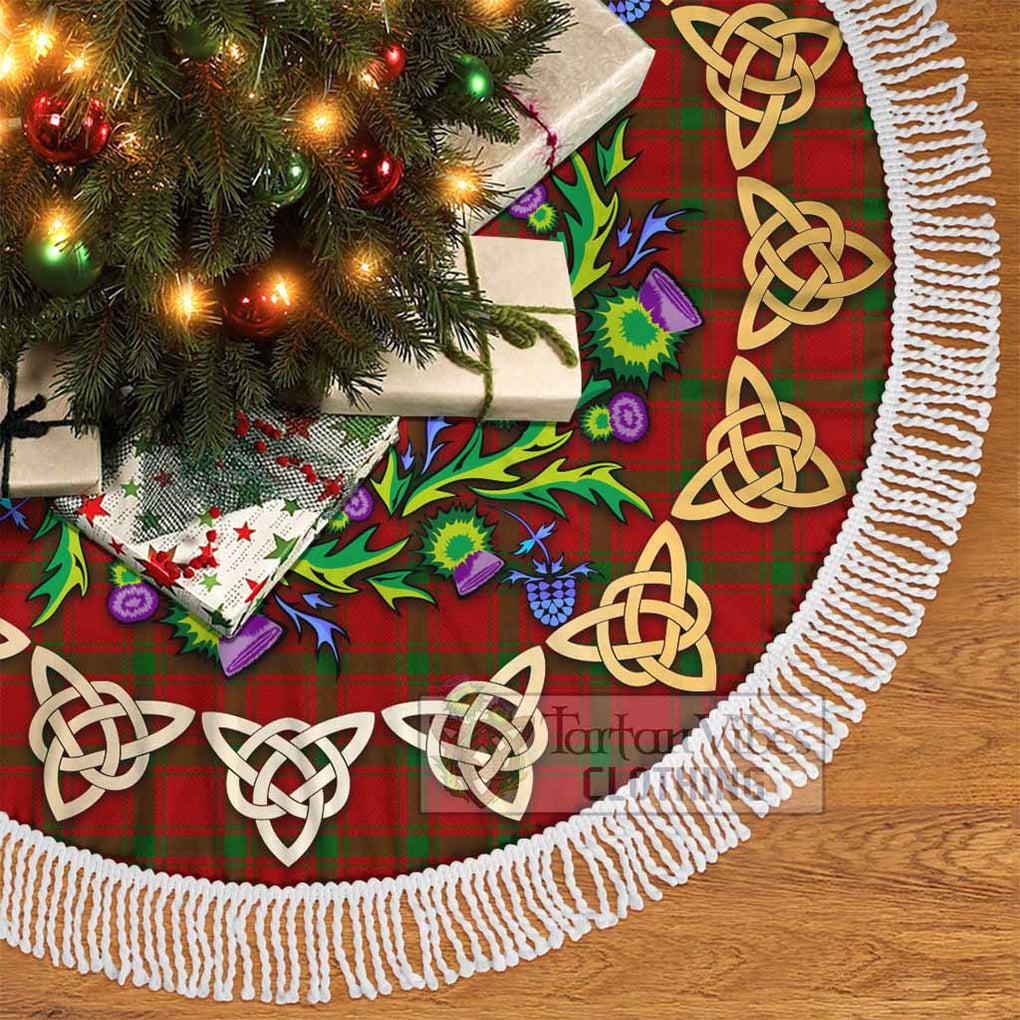 Tartan Vibes Clothing MacDonald (McDonald) of Sleat Tartan Christmas Tree Skirt with Thistle Celtic Knot Style