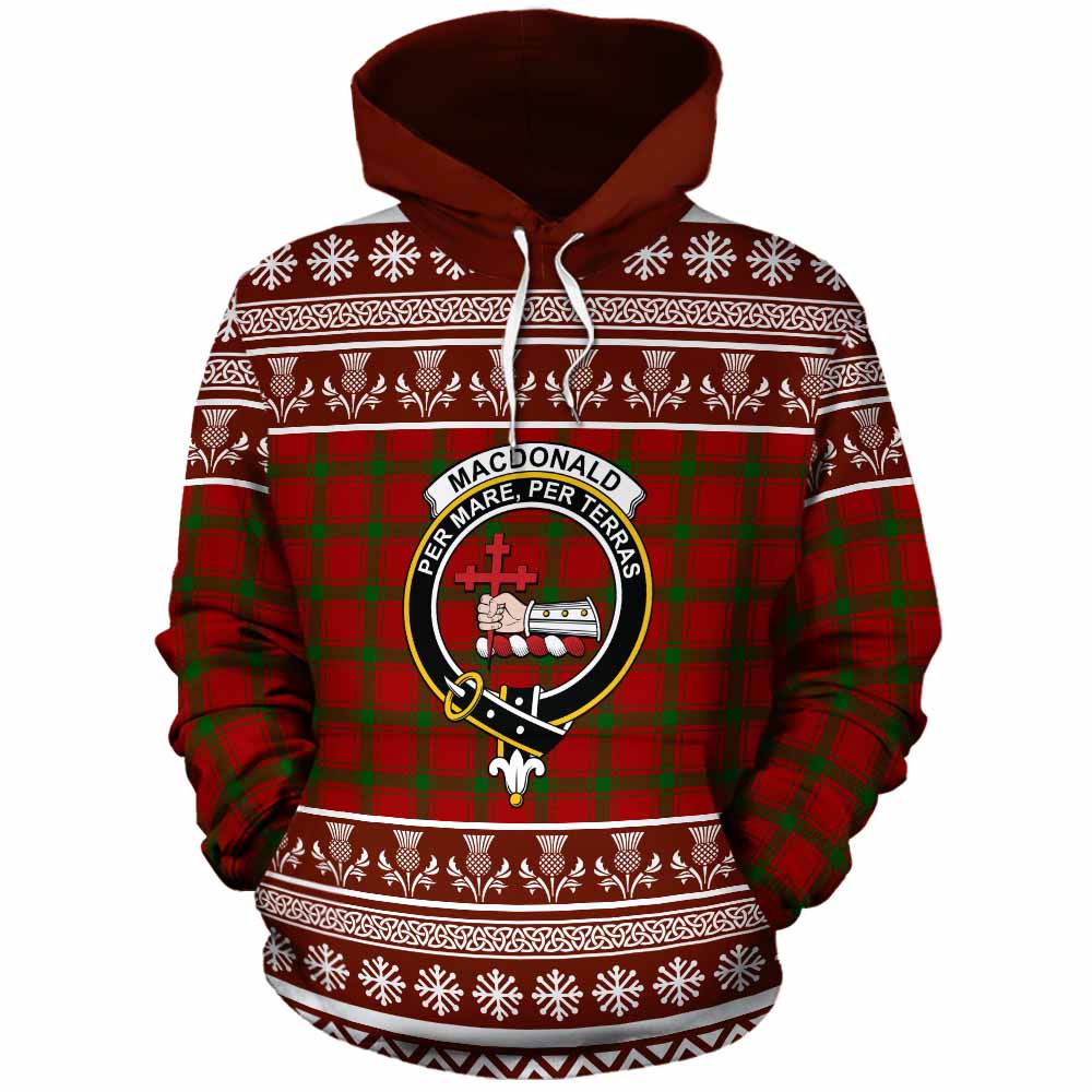 MacDonald (McDonald) of Sleat Clan Tartan Christmas Cotton Hoodie with Family Crest - Tartan Vibes Clothing