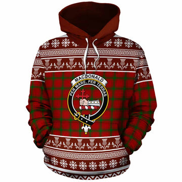 MacDonald (McDonald) of Sleat Clan Tartan Christmas Cotton Hoodie with Family Crest