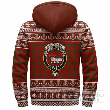 MacDonald (McDonald) of Sleat Clan Tartan Christmas Fleece Hoodie with Family Crest
