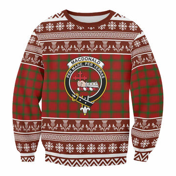 MacDonald (McDonald) of Sleat Clan Tartan Christmas Sweatshirt with Family Crest