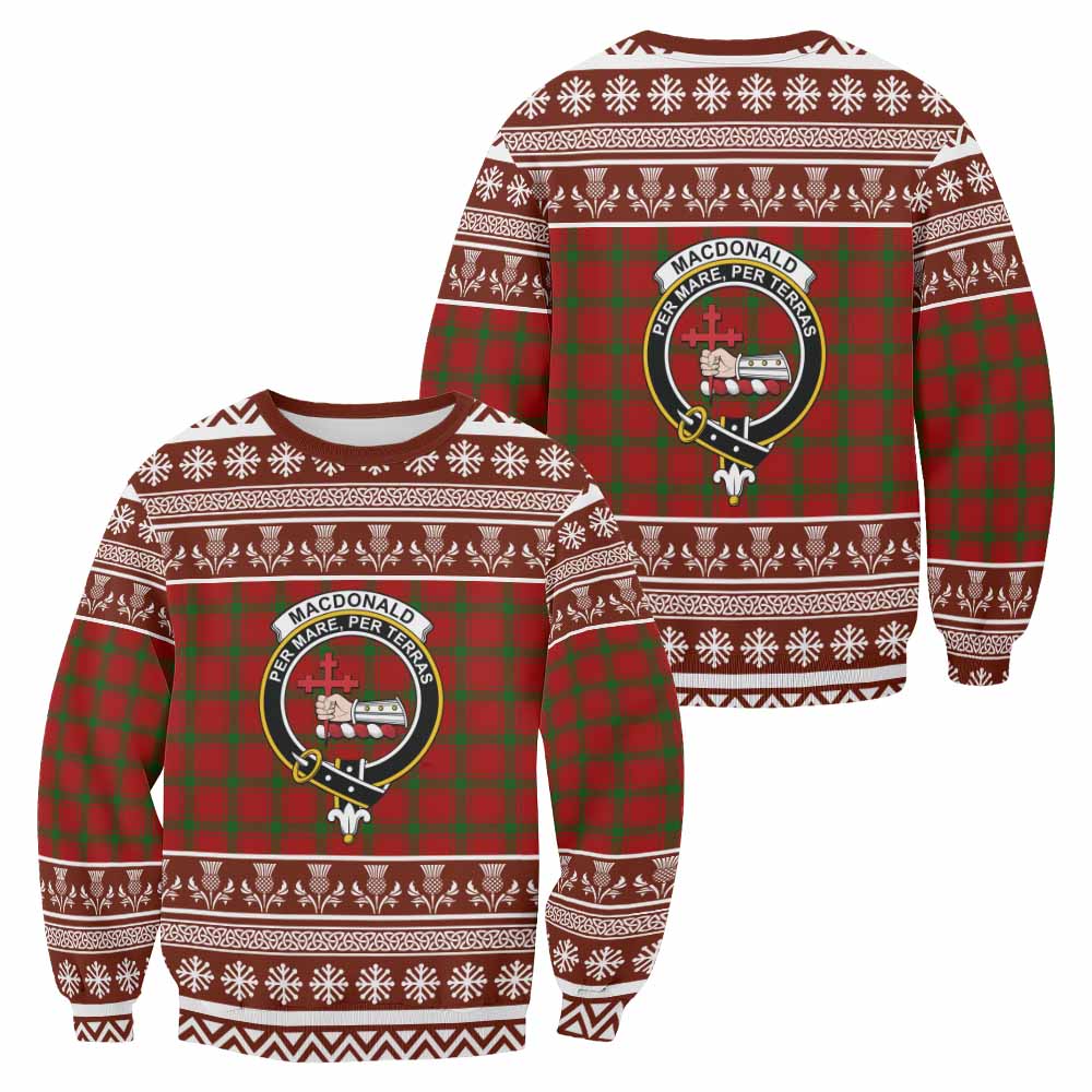 MacDonald (McDonald) of Sleat Clan Tartan Christmas Sweatshirt with Family Crest - Tartan Vibes Clothing