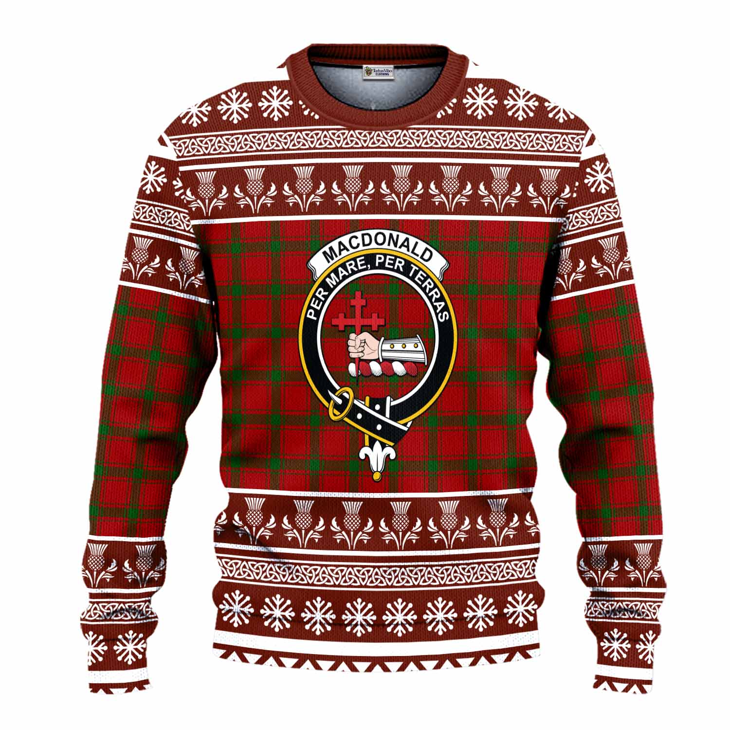 MacDonald (McDonald) of Sleat Clan Tartan Christmas Ugly Sweater with Family Crest - Tartan Vibes Clothing