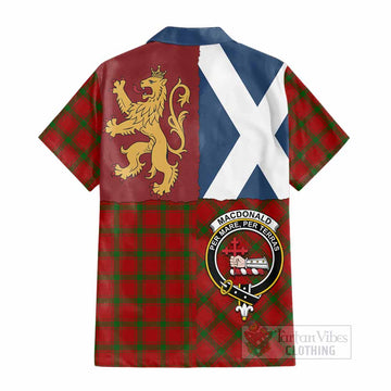 MacDonald (McDonald) of Sleat Crest Tartan Cotton Hawaiian Shirt with Lion Rampant Saltire Style