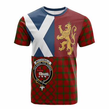 MacDonald (McDonald) of Sleat Crest Tartan Cotton T-shirt with Lion Rampant Saltire Style - Tartan Vibes Clothing
