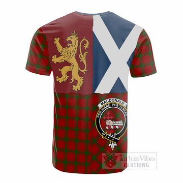 MacDonald (McDonald) of Sleat Crest Tartan Cotton T-shirt with Lion Rampant Saltire Style - Tartan Vibes Clothing