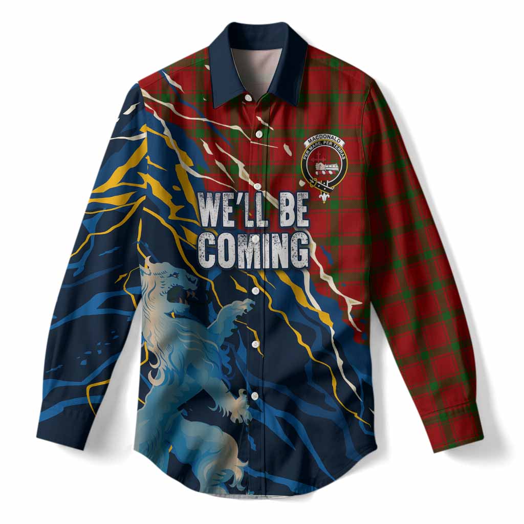 MacDonald (McDonald) of Sleat Scotland Tartan Women Casual Shirt WC2026 Football - We'll Be Coming