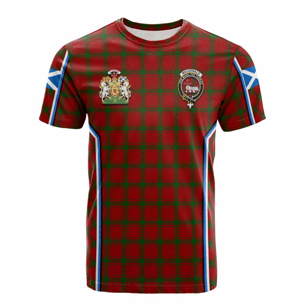 MacDonald (McDonald) of Sleat Tartan Crest Cotton T-shirt Scotland Coat of Arm Flag Style - Tartan Vibes Clothing
