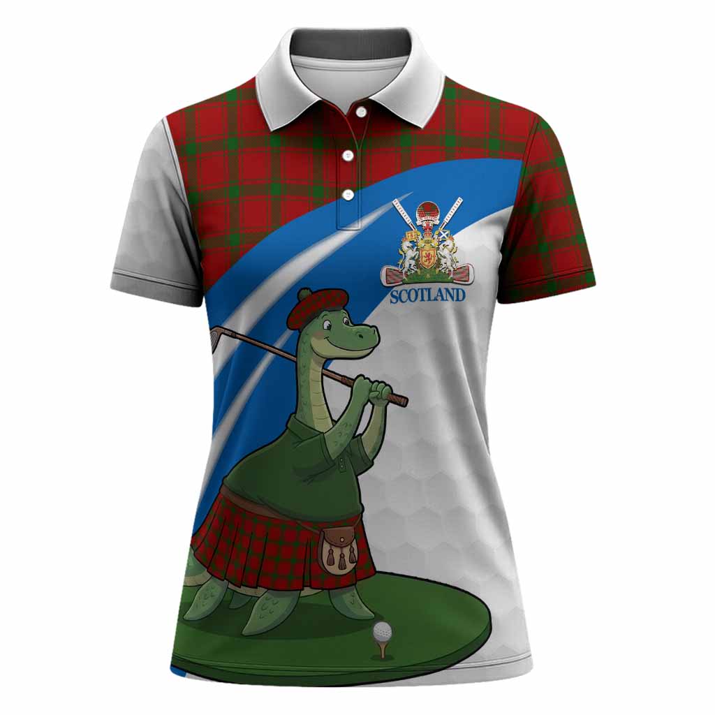 MacDonald (McDonald) of Sleat Tartan Crest Golf Nessie Women Polo Shirt Loch Ness Monster Sporty Style
