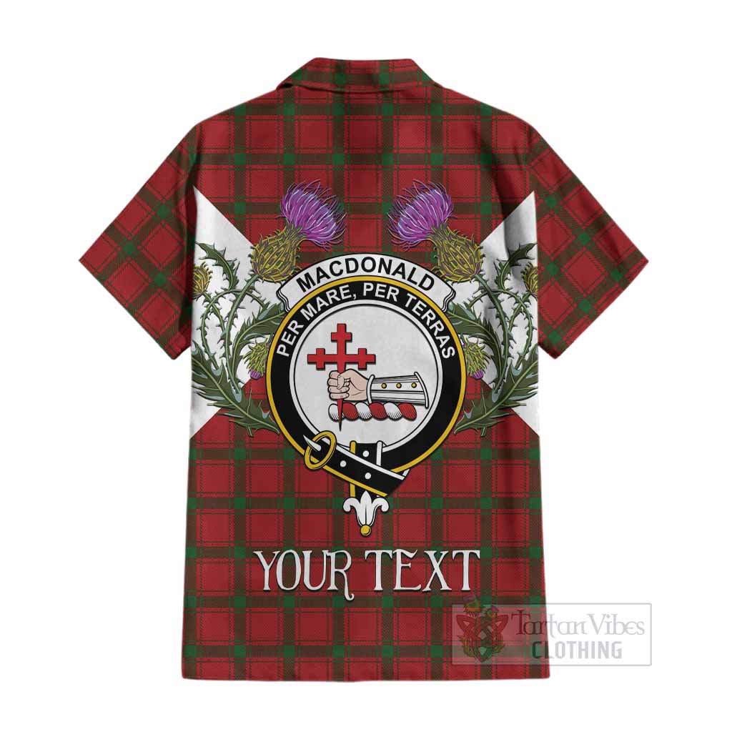 MacDonald (McDonald) of Sleat Tartan Family Crest Cotton Hawaiian Shirt Scottish Burns Night Thistle Floral