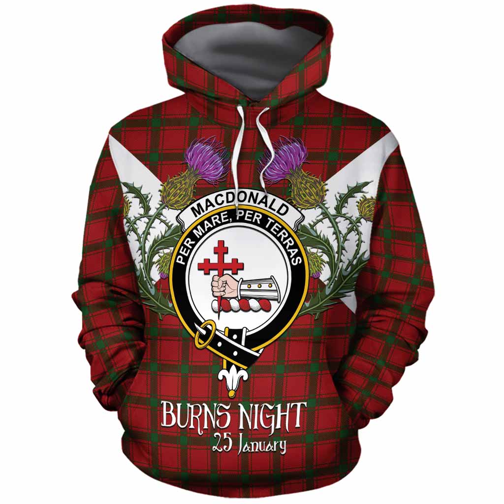 MacDonald (McDonald) of Sleat Tartan Family Crest Cotton Hoodie Scottish Burns Night Thistle Floral