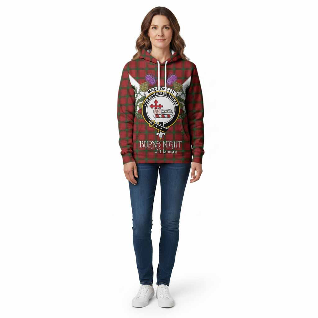 MacDonald (McDonald) of Sleat Tartan Family Crest Cotton Hoodie Scottish Burns Night Thistle Floral