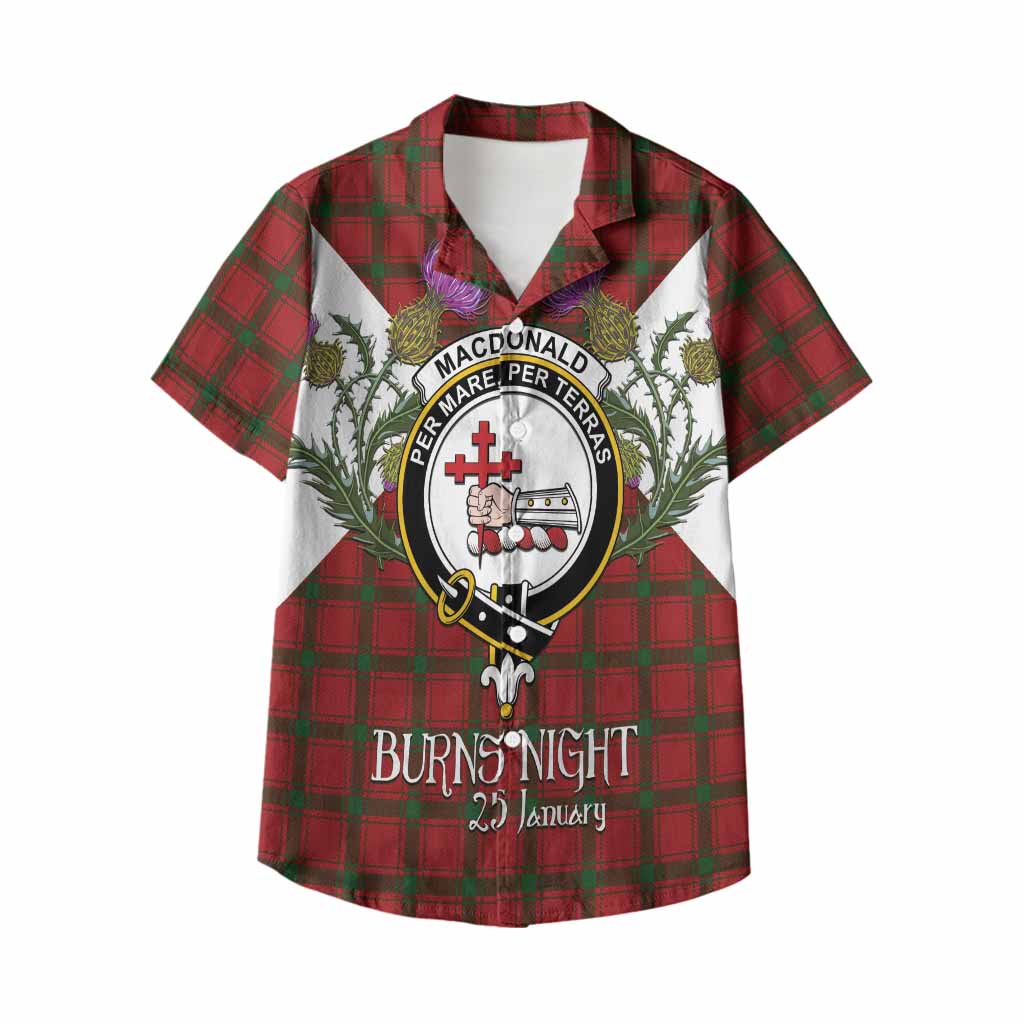 MacDonald (McDonald) of Sleat Tartan Family Crest Kid Hawaiian Shirt Scottish Burns Night Thistle Floral