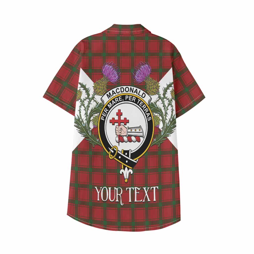 MacDonald (McDonald) of Sleat Tartan Family Crest Kid Hawaiian Shirt Scottish Burns Night Thistle Floral