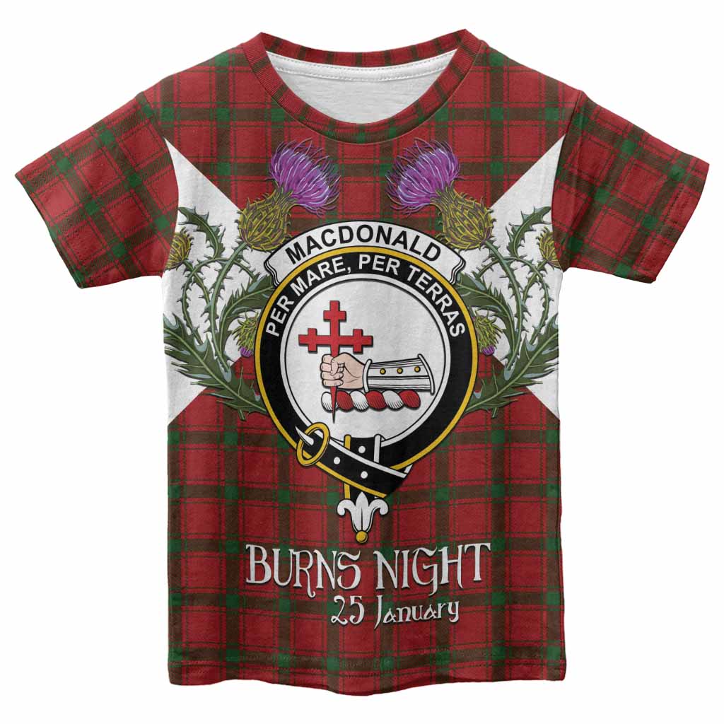 MacDonald (McDonald) of Sleat Tartan Family Crest Kid T-shirt Scottish Burns Night Thistle Floral