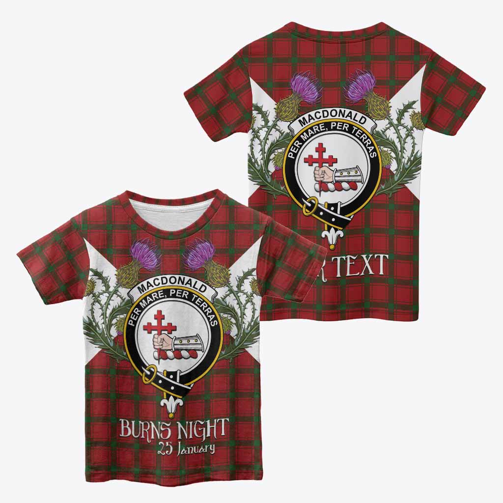 MacDonald (McDonald) of Sleat Tartan Family Crest Kid T-shirt Scottish Burns Night Thistle Floral