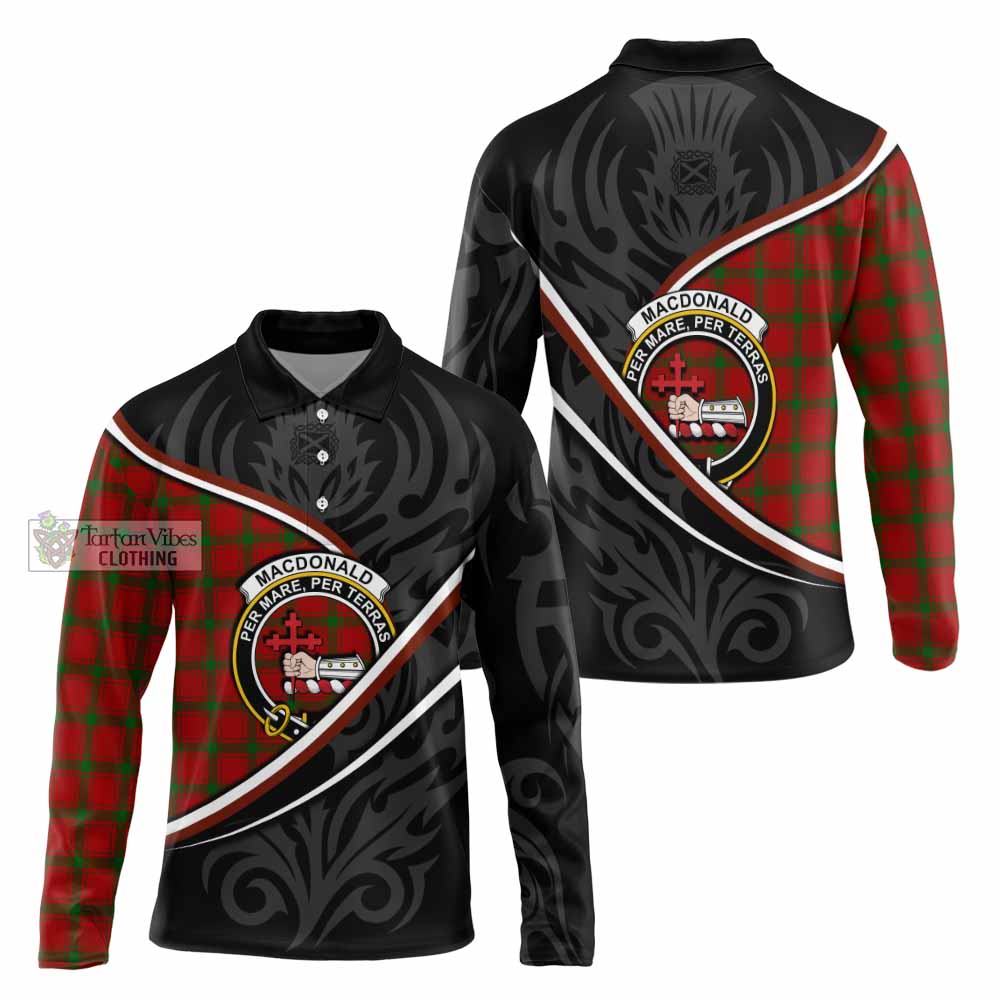 MacDonald (McDonald) of Sleat Tartan Family Crest Long Sleeve Polo Shirt Celtic Scottish Thistle Floral - Tartan Vibes Clothing