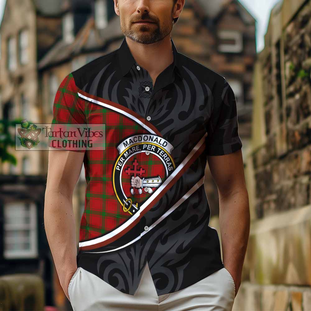 MacDonald (McDonald) of Sleat Tartan Family Crest Short Sleeve Button Shirt Celtic Scottish Thistle Floral - Tartan Vibes Clothing