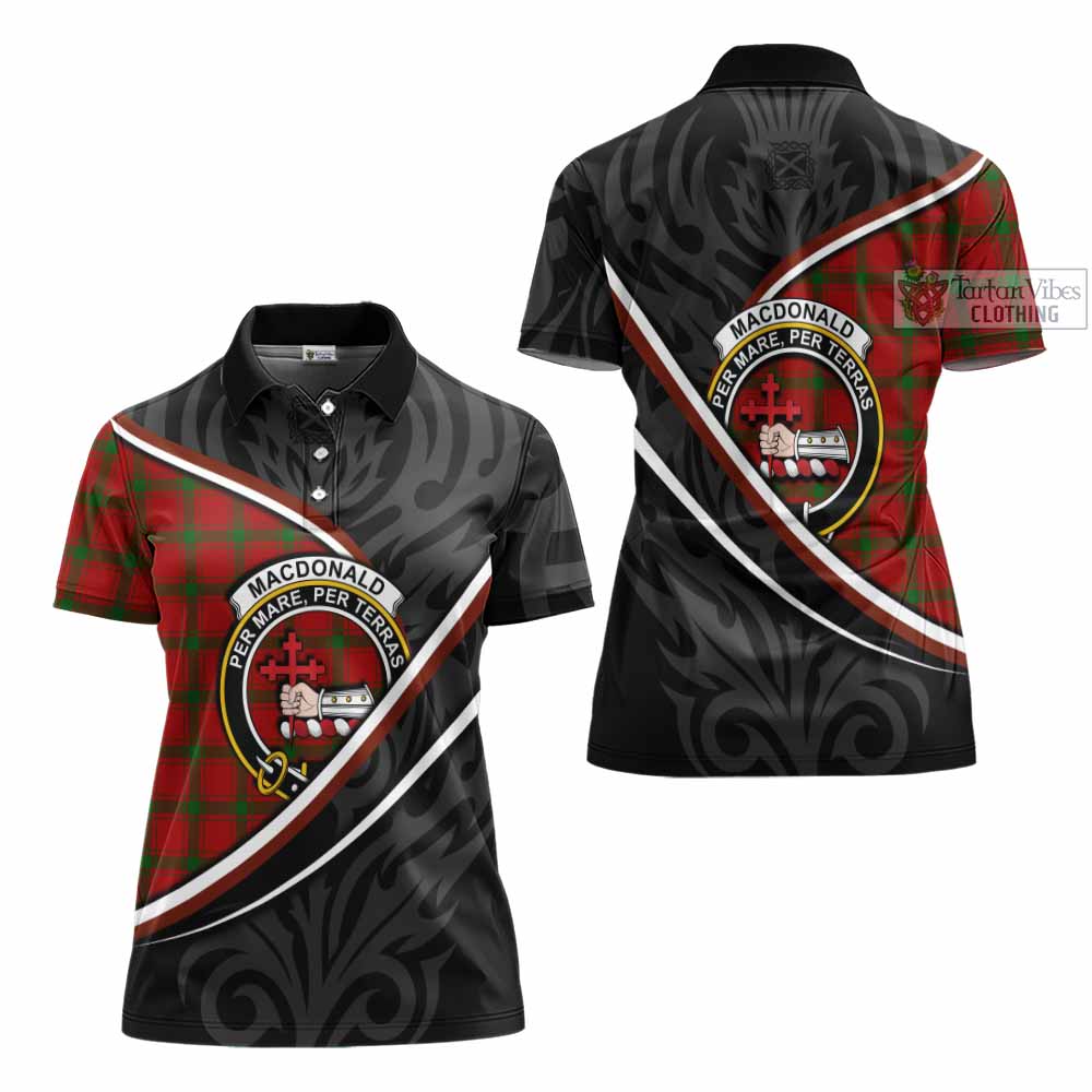 MacDonald (McDonald) of Sleat Tartan Family Crest Women's Polo Shirt Celtic Scottish Thistle Floral - Tartan Vibes Clothing