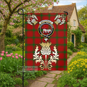 MacDonald (McDonald) of Sleat Tartan Garden Flag with Golden Regal Scottish Thistle Emblem - Tartan Vibes Clothing