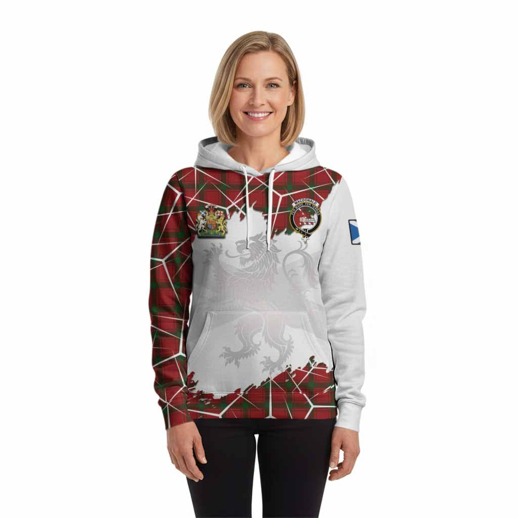 MacDonald (McDonald) of Sleat Tartan Hoodie with Family Crest and Lion Rampant Grunge Style