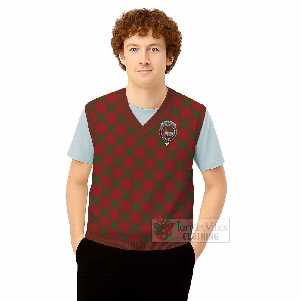 MacDonald (McDonald) Tartan Knitted V-Neck Vest with Family Crest Cross Style