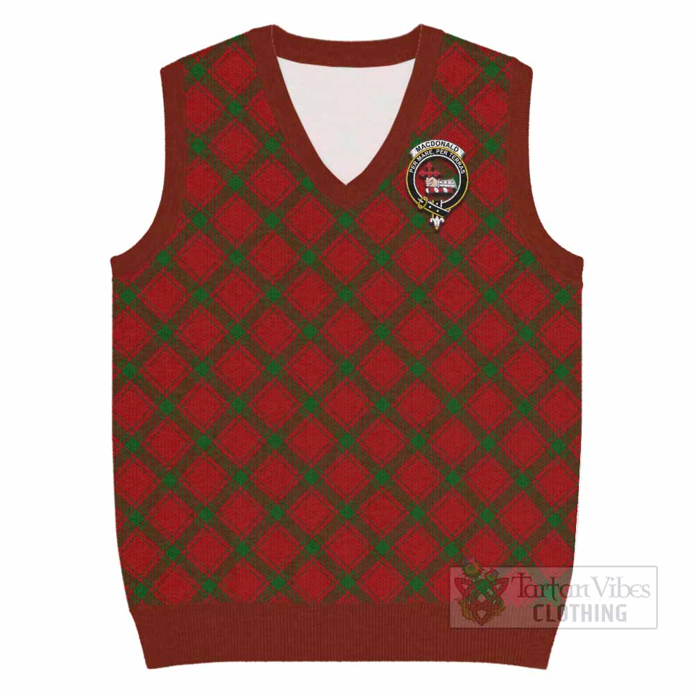 MacDonald (McDonald) Tartan Knitted V-Neck Vest with Family Crest Cross Style