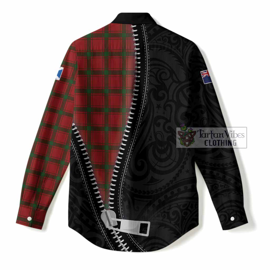 MacDonald (McDonald) of Sleat Tartan Women Casual Shirt New Zealand Pattern Unique Zipper Stylized