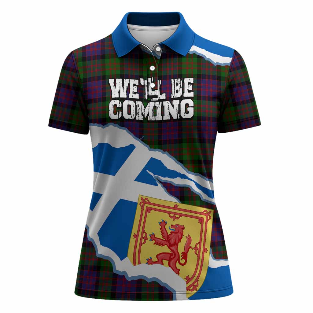 MacDonald (McDonald) Scotland Football Tartan Women Polo Shirt We'll Be Coming