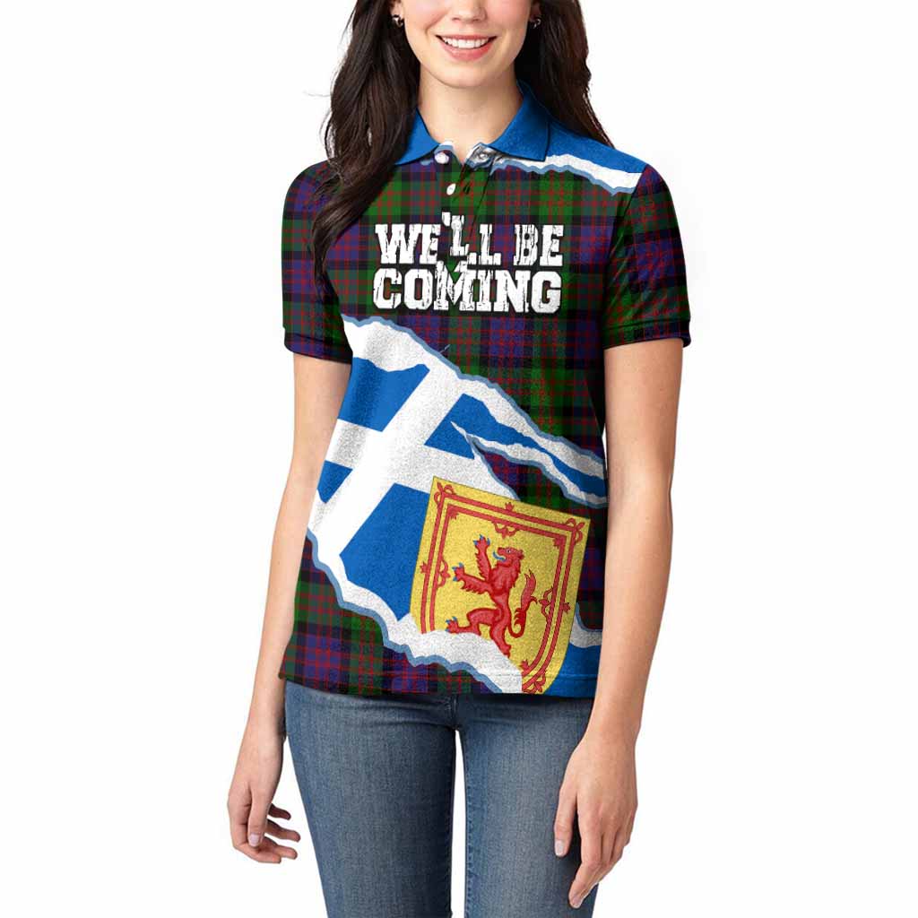 MacDonald (McDonald) Scotland Football Tartan Women Polo Shirt We'll Be Coming