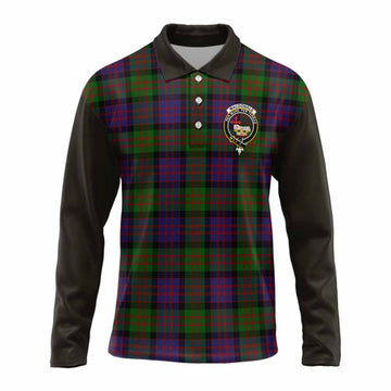 MacDonald (McDonald) Tartan Accent Long Sleeve Polo Shirt with Family Crest