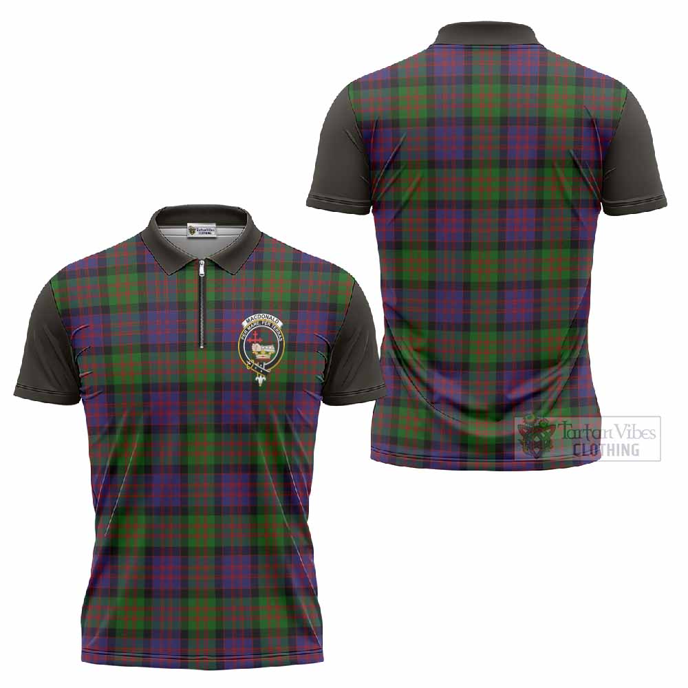 MacDonald (McDonald) Tartan Accent Zipper Polo Shirt with Family Crest