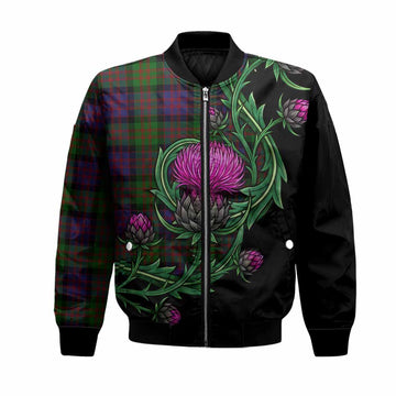 MacDonald (McDonald) Tartan Bomber Jacket Resilient Scottish Thistle Unisex Black - Tartan Vibes Clothing
