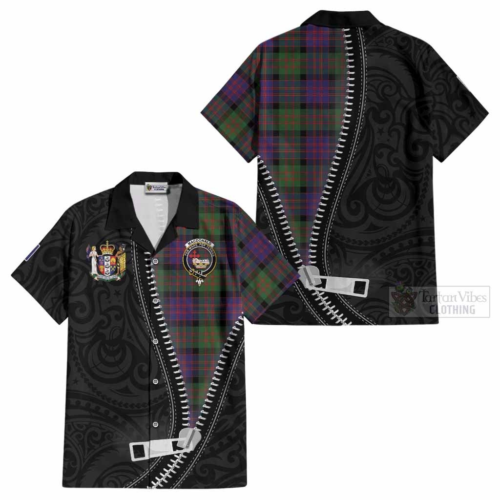 MacDonald (McDonald) Tartan Cotton Hawaiian Shirt New Zealand Pattern Unique Zipper Stylized