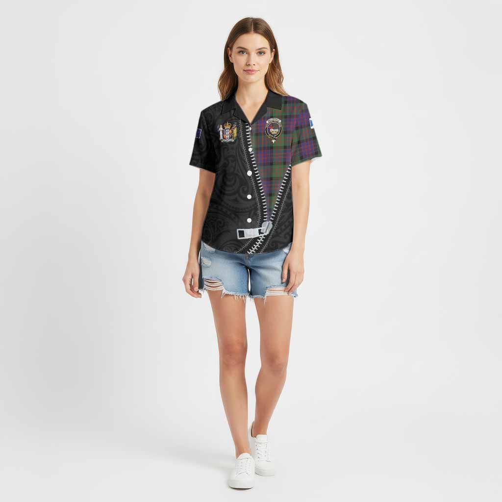MacDonald (McDonald) Tartan Cotton Hawaiian Shirt New Zealand Pattern Unique Zipper Stylized