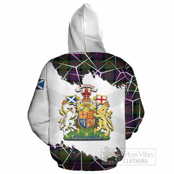 MacDonald (McDonald) Tartan Cotton Hoodie with Family Crest and Lion Rampant Grunge Style