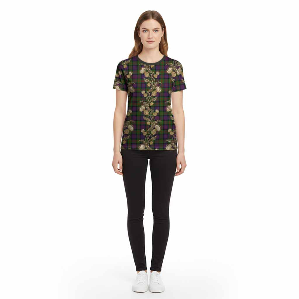MacDonald (McDonald) Tartan Cotton T-shirt Seamless Scottish Thistle Flowers
