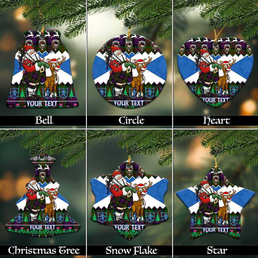MacDonald (McDonald) Tartan Crest Christmas Ceramic Ornament Scotland Santa With Bagpipes Cute Reindeer