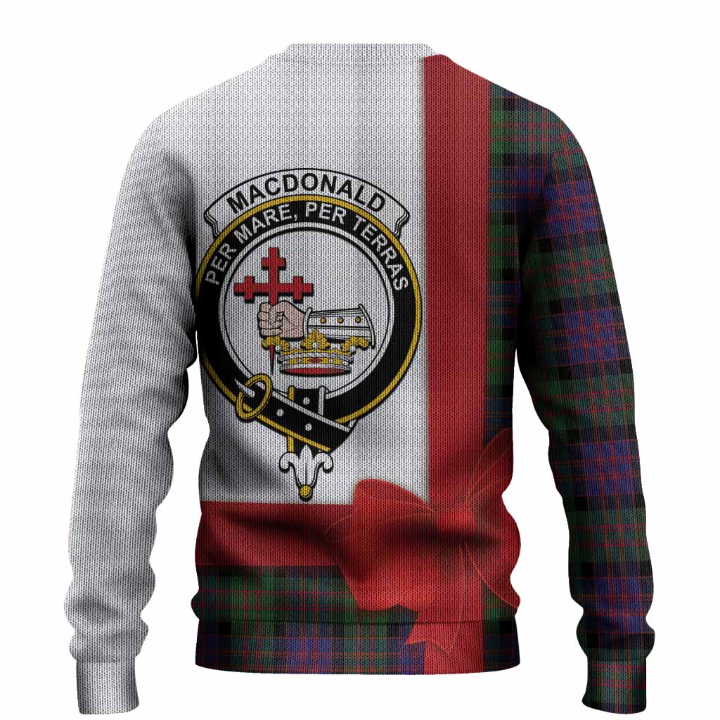 MacDonald (McDonald) Tartan Crest Christmas Christmas Ugly Sweater Highland Cow Bagpipes Coquette Bow Style