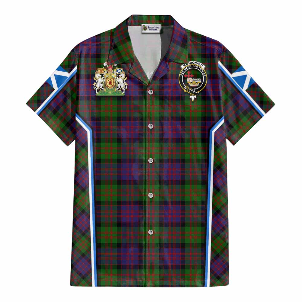 MacDonald (McDonald) Tartan Crest Cotton Hawaiian Shirt Scotland Coat of Arm Flag Style - Tartan Vibes Clothing