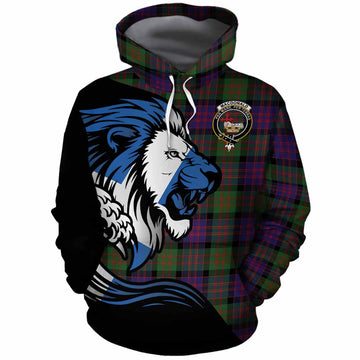 MacDonald (McDonald) Tartan Crest Cotton Hoodie Scottish Golden Lions Wave Flow